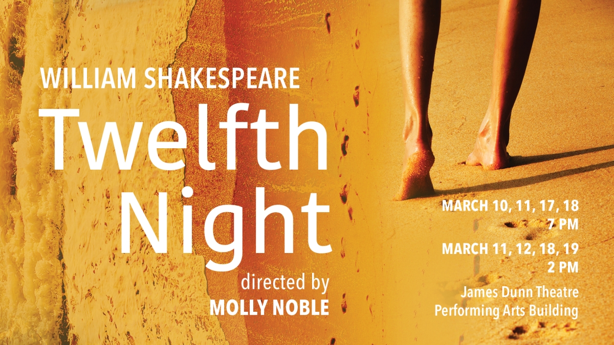 Twelfth Night graphic, feet on sands