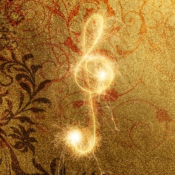 Musical note on gold textured background